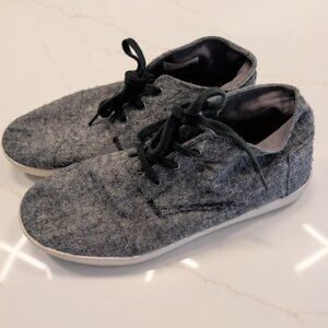 Toms Sz 8.5 Shoes Women's Casual Sneaker Gray Fabric Lace Up Canvas Textured